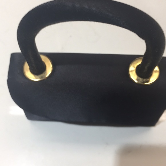 Small Black Satin Sling Evening Bag - Picture 2 of 5